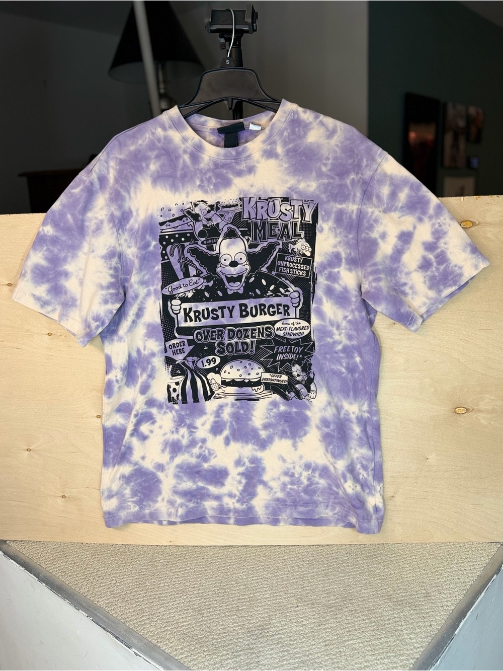 H&M x Simpsons - Krusty Burger Tie-Dye Graphic Tee - Purple